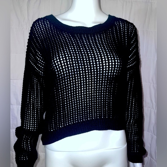 Black Knit See-Through Sweater - Picture 1 of 3